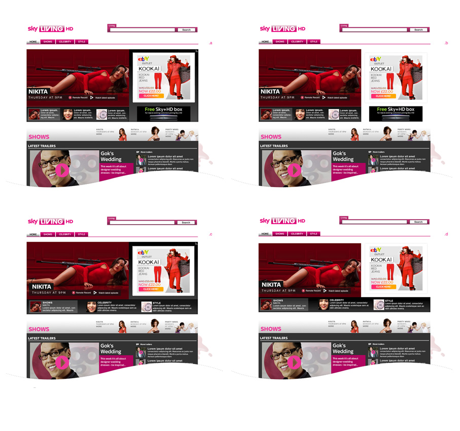 Sky Living - Visual design: Carousel, layout options, pain in the a$$ banner Ad - 1 of 2